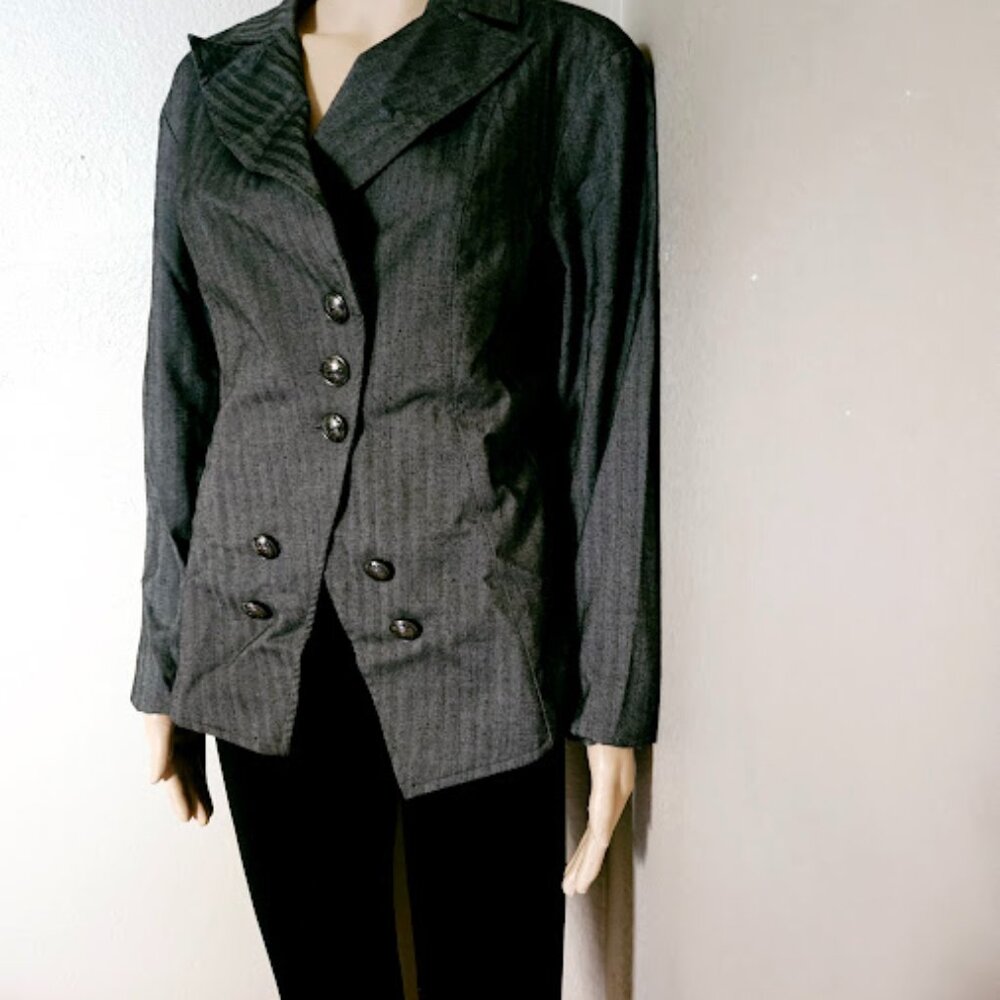 Apple Bottoms Women's Striped Size XL Blazer 3 Front Buttons Closure Long Sleeve